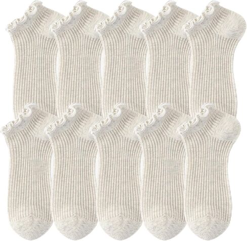 Cute Ruffle Socks for Women - 5 Pairs Lolita Lace Ruffled Ankle Socks Coquette Trim Thin Cotton Seamless Toe Frilly in Saudi Arabia
