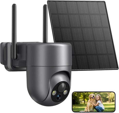 LIWAN 4G LTE Cellular Security Camera, Unlimited Data Plan, Built-in SIM Card, Sloar No WiFi Needed Security Camera Wireless Outdoor, 2K Color Night Vision, Human Detection, 360° Full View, 2-Way Talk in Kuwait