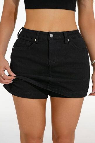 GUANYY Women's Denim Skort Stretchy Bodycon High Waisted Y2k Mini Skirt 2026 Trendy Shorts Jean Skirt in Saudi Arabia