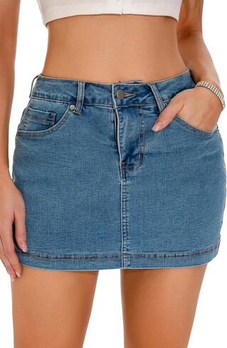 GUANYY Women's Denim Skort Stretchy Bodycon High Waisted Y2k Mini Skirt 2026 Trendy Shorts Jean Skirt in Saudi Arabia