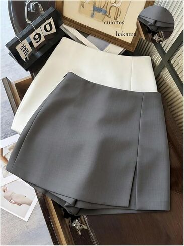 SweatyRocks Women's Casual Y2k High Waisted Split Hem Skorts Mini Skirt with Shorts Underneath in Kuwait