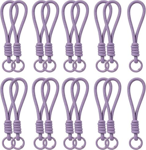18Pcs Paracord Keychain Wristlet Bag Charm Woven Braided Strap Key Ring Lanyard Durable and Rope Keychain in Saudi Arabia