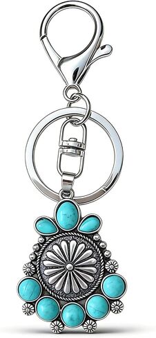 Angyape Boho Cowgirl Western Keychain Bag Charms for Handbags Purse Accessories Car Key Chain Turquoise Jewelry for Women in Kuwait