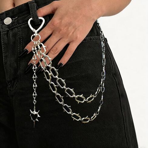 Gothic Spiked Heart Bag Chains for Purses Handbags,Y2K Goth Wallet Pants Chain Keychain, Rave EDM Jewelry Accessory for Bags in Kuwait