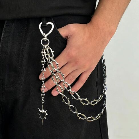 Gothic Spiked Heart Bag Chains for Purses Handbags,Y2K Goth Wallet Pants Chain Keychain, Rave EDM Jewelry Accessory for Bags in Kuwait