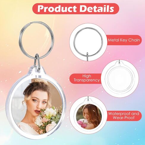 60 Pcs Acrylic Photo Frame Keychain with Tassels, Double Sided Acrylic Picture Frame Keyrings, Snap-In Custom Insert Photo Keyring Clear Blank Picture Keyring in Saudi Arabia