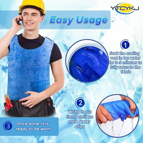 Cooling Ice Vest for Men and Women,Adjustable Evaporative Cooling Vest for Hot Weather, No Ice or Electricity Needed in Kuwait