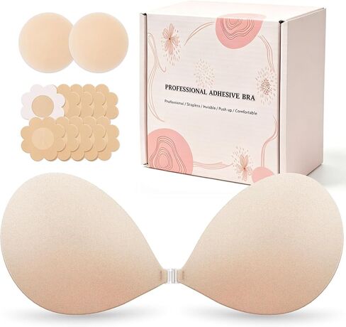 Adhesive Bra Sticky Push Up Invisible Strapless Bra, Seamless Lift Backless Reusable Silicone Nipple Cover for Women in Saudi Arabia
