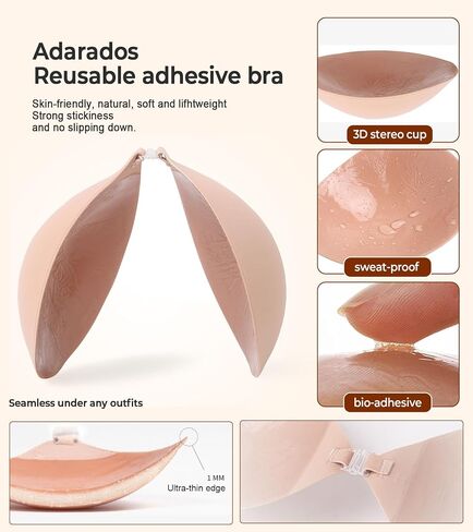 Adhesive Bra Sticky Push Up Invisible Strapless Bra, Seamless Lift Backless Reusable Silicone Nipple Cover for Women in Saudi Arabia