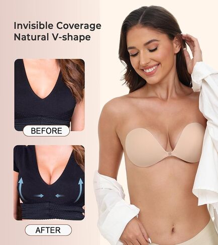 Adhesive Bra Sticky Push Up Invisible Strapless Bra, Seamless Lift Backless Reusable Silicone Nipple Cover for Women in Saudi Arabia