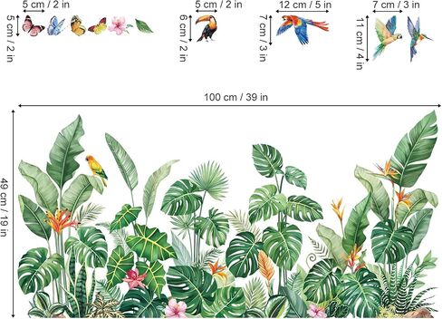 decalmile Spring Summer Tropical Leaves Double Sided Window Clings Green Plants Palm Leaf Anti-Collision Glass Doors Window Stickers Decals in Kuwait