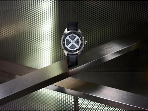 CITIZEN Men's Eco-Drive Marvel Comics X-Men, 42.3mm Silver-Tone Stainless Steel Case with a Black Leather Strap & Black Dial (Style: AW5007-17W) in Kuwait