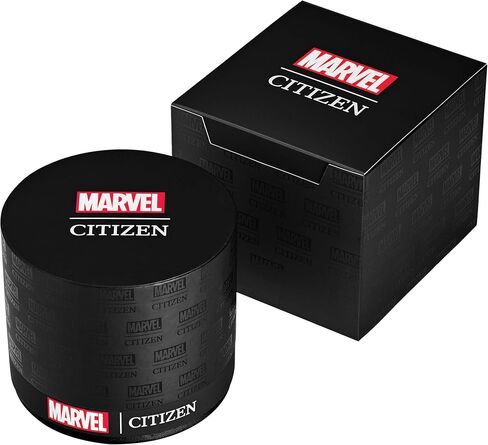 CITIZEN Men's Eco-Drive Marvel Comics X-Men, 42.3mm Silver-Tone Stainless Steel Case with a Black Leather Strap & Black Dial (Style: AW5007-17W) in Kuwait