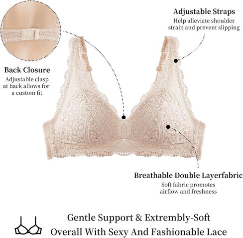 الصدر اللاسلكية الدانتيل Bralette مثير مثلث رقيقة جدا مبطن تنفس المرأة مريحة اليومية الصدرية لكأس AAA-B in Kuwait