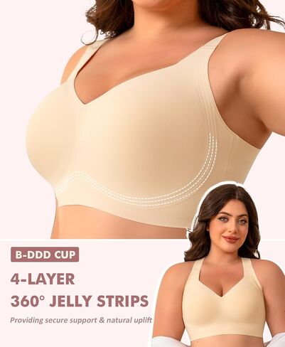 Wireless Minimizer Jelly Bras for Women No Underwire Plus Size Bra with Support Lift Full Coverage Comfortable Seamless Bra in Saudi Arabia