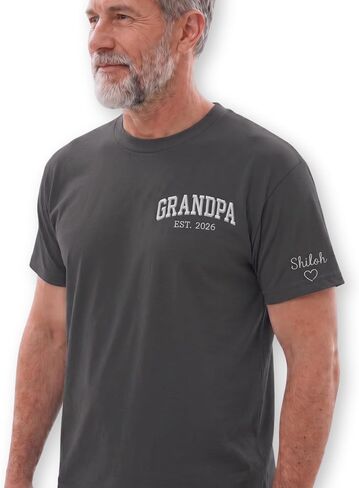 Custom Grandpa Embroidered T-Shirt Nickname – Gift for Grandpa, Father's Day, Birthday, Christmas, New Grandpa in Saudi Arabia