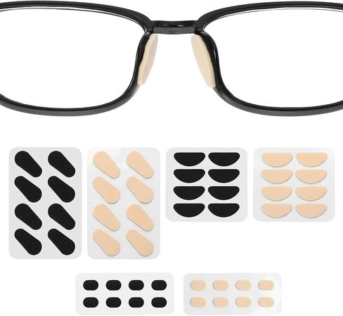 48 Pairs EVA Foam Nose Pads for Glasses, 3 Sizes Soft Non Slip Self-Adhesive Nose Cushion, Eyeglasses Noses Pads Replacement Pad for Glasses Sunglasses (Black＆Skin) in Saudi Arabia