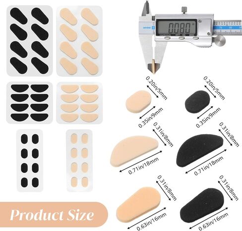 48 Pairs EVA Foam Nose Pads for Glasses, 3 Sizes Soft Non Slip Self-Adhesive Nose Cushion, Eyeglasses Noses Pads Replacement Pad for Glasses Sunglasses (Black＆Skin) in Saudi Arabia