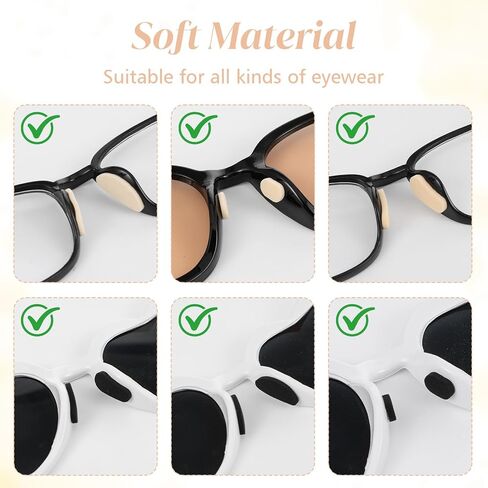 48 Pairs EVA Foam Nose Pads for Glasses, 3 Sizes Soft Non Slip Self-Adhesive Nose Cushion, Eyeglasses Noses Pads Replacement Pad for Glasses Sunglasses (Black＆Skin) in Saudi Arabia