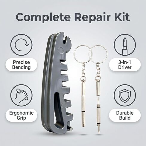 Eyeglass Frame Adjustment Tool with 3-in-1 Screwdriver Kit | Professional Temple Arm & Nose Pad Adjuster for At-Home Glasses Repair & Adjusting in Saudi Arabia