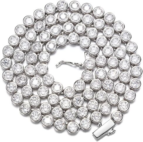 BREN 4mm Bezel Tennis Necklaces for Women Men, 18K White/Yellow Gold Plated 16/18/20 inch Cubic Zirconia Chain Dainty Wedding Jewelry Gift in Saudi Arabia