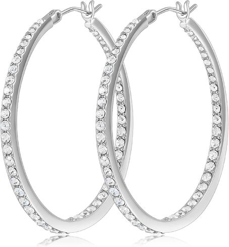 KOSE 14K Gold Hoop Earrings for Women Hypoallergenice,Rhinestone Hoop Earrings with 14K Gold Plated, Gift for Women and Friend in Saudi Arabia