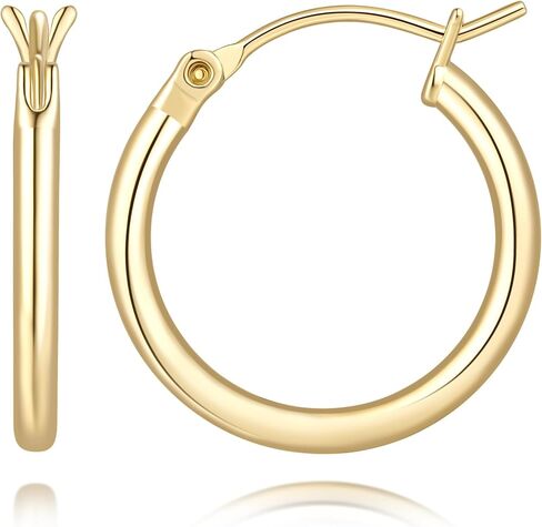 GIORGIA GIBBS Gold Hoop Earrings 14K Gold Earrings for Women 14K Gold Hoop Earring for Women Hoops Refined and Polished Feel Hoops Earring for Womens 12/14/16/18/20 MM in Saudi Arabia