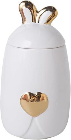 Handicrafted Rabbit Ear Ceramic Pet Urns - Sealed Cremation Ashes Holder, Funeral Burial Memorial Keepsake & Pet Coffin (White, 610ml, Rabbit) in Saudi Arabia