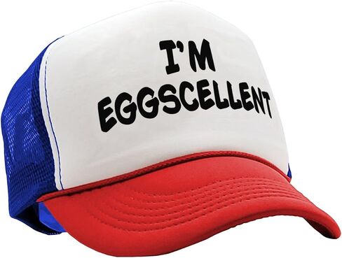 The Goozler I'm Eggscellent مضحك قابل للتعديل شبكة قبعة سائق الشاحنة فرحان الكلمات قبعة بيسبول سناب باك هدية مثالية للحفلات in Kuwait