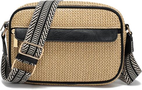 Haytijoe Faux Straw Crossbody Bag for Women RFID Blocking Summer Shoulder Purse Small Lightweight Woven Beach Daily Bag in Saudi Arabia