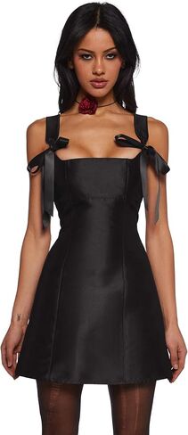 Dolls Kill Pixie Stardust Mini Dress by Mood Mood - Taffeta Dress with Fit and Flare Silhouette ، مثالي للمناسبات الخاصة - الأسود ، x -large in Kuwait