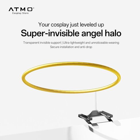 Cosplay Halo Angel-Invisible Super-Invisible Angel Halo، أصفر ذهبي، بلاستيك ثلاثي الأبعاد، دعم شفاف، مضاد للسقوط، للحفلات التنكرية والتقاط الصور in Kuwait
