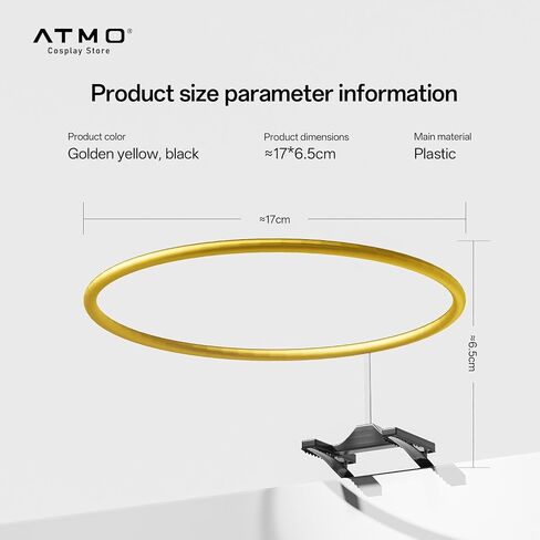 Cosplay Halo Angel-Invisible Super-Invisible Angel Halo، أصفر ذهبي، بلاستيك ثلاثي الأبعاد، دعم شفاف، مضاد للسقوط، للحفلات التنكرية والتقاط الصور in Kuwait