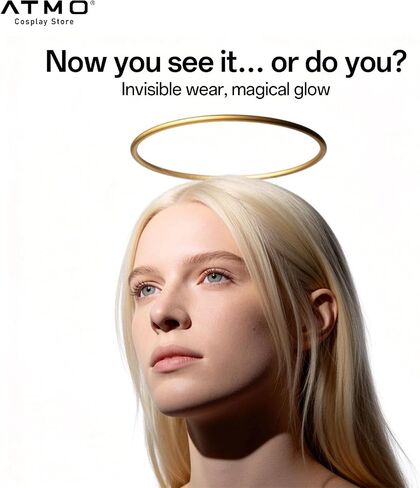 Cosplay Halo Angel-Invisible Super-Invisible Angel Halo، أصفر ذهبي، بلاستيك ثلاثي الأبعاد، دعم شفاف، مضاد للسقوط، للحفلات التنكرية والتقاط الصور in Kuwait