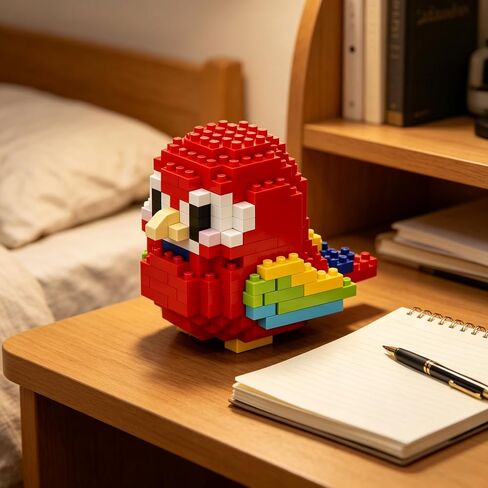 تمثال تم تجميعه يدويًا من Macaw، ديكور مكتب طائر لطيف، تمثال قابل للتجميع بأجنحة متحركة لرف المكتب المنزلي in Kuwait
