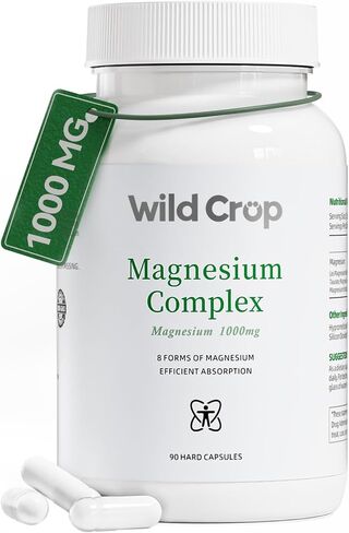 Magnesium Complex 1000 mg, 8 Forms Magnesium Oxide, Glycinate, Malate, Taurate, Citrate, Carbonate, Aspartate, Orotate, High Absorption Formula for Nerve, Muscle & Bone Support, 90 Capsules in Kuwait