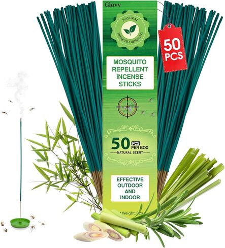 50 Pcs Natural Mosquito Repellent Outdoor Patio, Citronella Oil Mosquito Incense Sticks Plant-Based Bug Repellent for Patio Camping Fishing Backyard Travel Mosquito Control in Saudi Arabia
