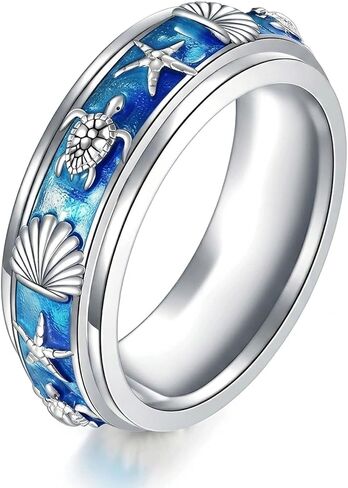 Sea Turtle Ring Turtle Band Ring for Women Ocean Animal Summer Jewelry Gifts in Saudi Arabia