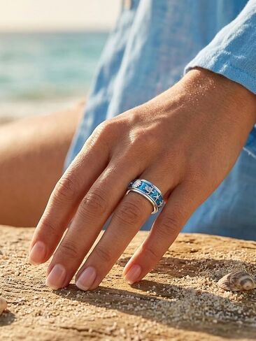 Sea Turtle Ring Turtle Band Ring for Women Ocean Animal Summer Jewelry Gifts in Saudi Arabia