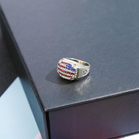 America 250th Patriotic Ring American Flag Ring for Women,Chunky USA 4th of July Rings Red White Blue Rhinestones Rings Independence Day Jewelry 6-12 in Saudi Arabia