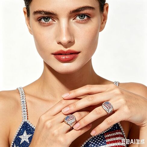 America 250th Patriotic Ring American Flag Ring for Women,Chunky USA 4th of July Rings Red White Blue Rhinestones Rings Independence Day Jewelry 6-12 in Saudi Arabia
