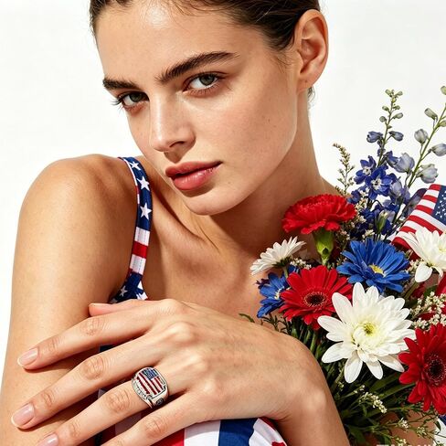 America 250th Patriotic Ring American Flag Ring for Women,Chunky USA 4th of July Rings Red White Blue Rhinestones Rings Independence Day Jewelry 6-12 in Saudi Arabia