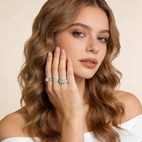 925 Sterling Silver Rings for Women, Adjustable Open Statement Wide Band Ring, Full Cubic Zirconia Trendy Hollow Lace, Dainty Valentine‘s Day Jewelry Gifts for her in Saudi Arabia