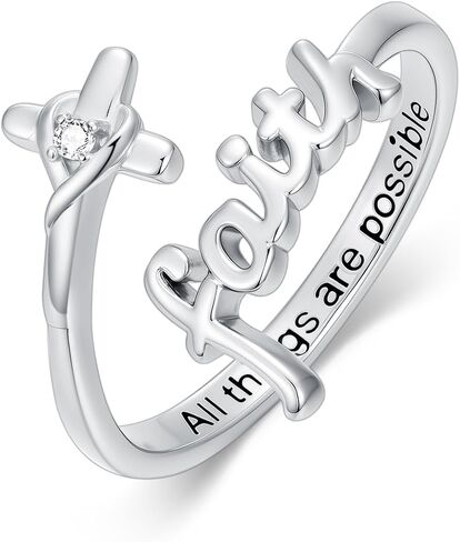 Cross Rings Faith Ring 925 Sterling Silver Adjustable Cross Wrap Ring Christian Fashion Band for Women Girlfriend Gift in Saudi Arabia