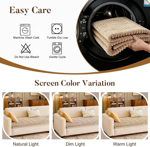 SearchI Couch Covers for Dogs Washable, Non Slip Fuzzy Pet Couch Cover for Sofa, Thick Soft Sofa Covers Couch Protector for Dogs Pet Friendly(Khaki, 27.6" x 59") in Saudi Arabia