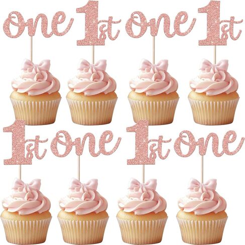 Rsstarxi 24 Pack 2nd Birthday Cupcake Toppers Glitter Two Cupcake Picks for Baby Shower Anniversary Party Cake Decorations Supplies Red in Saudi Arabia
