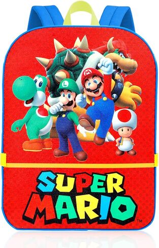 Mario Backpack and Lunch Box Set - Bundle with 16" School Bag Featuring Luigi, Yoshi, More Plus Lunch Bag, Stickers, Water Bottle | Super Mario Bros Backpack with Lunchbox in Kuwait