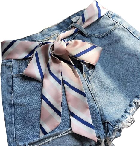 Women's Silk Satin Skinny Scarf Belt Long Necktie Sash Tie Headdress Fashion Accessories in Saudi Arabia