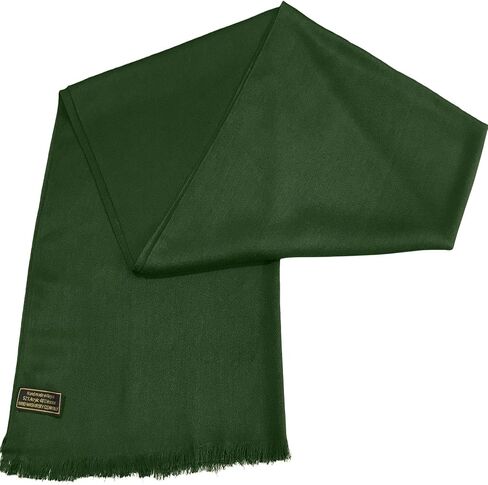 CJ Apparel Dark Green Solid Color Fringe Design Nepalese Shawl Seconds Scarf Wrap Stole Throw Head Wrap Pashmina Gift Hand Made in Nepal New in Saudi Arabia