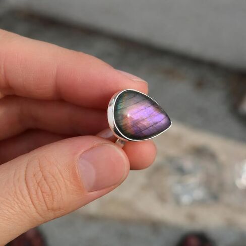 Purple Labradorite 925 Sterling Silver Handmade Statement Boho Ring Purple Stone Ring Gift Jewelry For Women in Kuwait